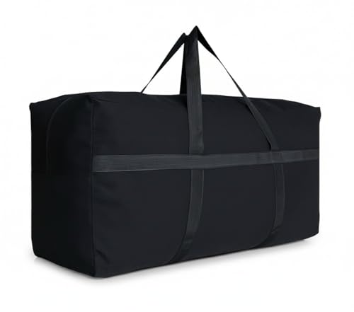DoYiKe Extra Large Storage Duffle Bag with Zippers and Handles, Big Foldable Duffle Bag for Travel - color: Black Canvas, size: small - 28.5"l x 11.8"w x 14.1"h