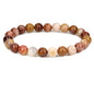 Keleny Gem Semi Precious Gemstones 8mm Natural Quartzite Stone Round Beads Rock Crystal Jasper Stretch Bracelet 7 Inch Unisex - color: Red Petrified Wood Fossil