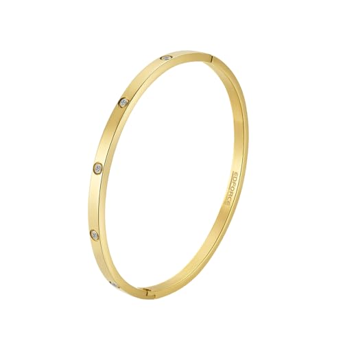 4mm Width Thin Love CZ Bangle Bracelet for Women - color: Gold