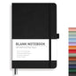 RETTACY Blank Journal Notebook, 192 Pages, A5 Medium Size (5.7'' x 8.3''), Leather Hardcover, 100 GSM Thick Paper, for Sketching, Drawing, Painting (Black) - color: Black, style: Plain