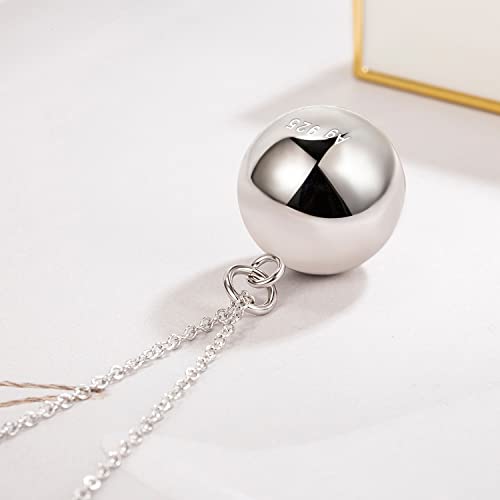 Dankadi 925 Sterling Silver Harmony Ball Necklace Brilliant Chime Bola 20MM Pendant Choker 18" 20" 22" 24" 26" Beads & O-Chain Women Jewelry Gifts For Pet Cats & Dogs (O-chain, 22 inch)