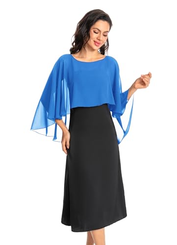 Baoqiya Women's Capelet Shawls and Wraps for Evening Dresses Soft Bridesmaid Shawl Chiffon Cape Wedding Cover Up - color: Blue