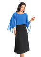 Baoqiya Women's Capelet Shawls and Wraps for Evening Dresses Soft Bridesmaid Shawl Chiffon Cape Wedding Cover Up - color: Blue