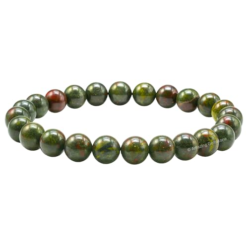 Amazing Gemstone Crystal Bracelet for Women Men's Gifts - Protection Healing Crystal Bracelet - 8mm Gemstone Beaded Stretchable Bracelet Pulseras Para Hombres Mujer Stocking Stuffers Mothers Day Gift (Dragon Bloodstone) - color: Dragon Bloodstone