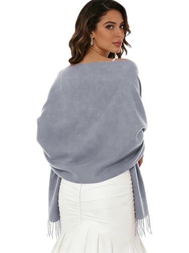 Sumolux Scarf for Women Pashmina Shawls Wraps for Evening Dresses Wedding Bridesmaid Gifts Winter Warm Soft Scarves - color: Linen Grey