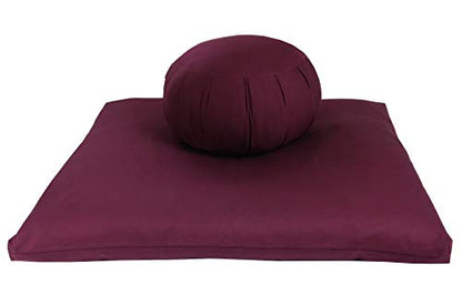 Kapok Zafu and Zabuton Meditation Cushion Set (2pc) - color: Burgundy