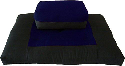 D&D Futon Furniture Black/Navy Zabuton Zafu Set, Yoga, Meditation Seat Cushions, Kneeling, Sitting, Supporting Exercise Pratice Zabuton & Zafu Cushions.