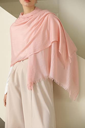 Jeelow Solid Color Scarf Wrap Shawl for Women Men – Soft Lightweight Head Scarf, All Season, Travel Beach Office Daily Wear - color: Peach