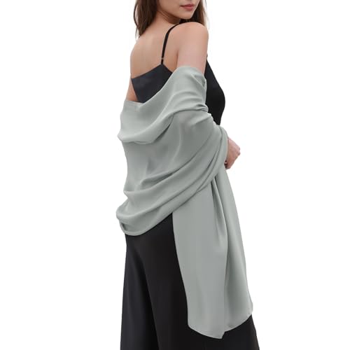 Womens Scarf Pashmina Shawls and Wraps for Evening Dresses Like Chiffon Silk Scarf for Bridal Weddings - color: Green-2