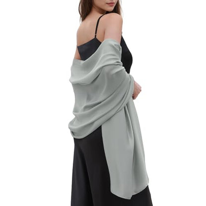 Womens Scarf Pashmina Shawls and Wraps for Evening Dresses Like Chiffon Silk Scarf for Bridal Weddings - color: Green-2