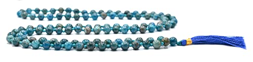 Amazing Gemstone Apatite Mala Beads - 108 Prayer Beads for Meditation and Mindfulness Practice, Handcrafted Mala Beads with Natural Gemstones for Spiritual Healing and Relaxation (Knotted) - color: Apatite, style: Knotted
