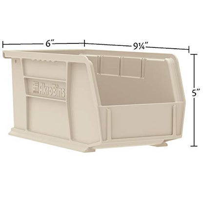 Akro-Mils 30237 AkroBins Plastic Storage Bins, Space-Saving Stackable Bins for Garage, Pantry, Craft Organization, 9" x 6" x 5", Yellow, 12-Pack - color: Yellow