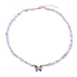 Bohemian Crystal Butterfly Necklaces Stress Relief Anxiety Yoga Pendant,Healing Natural Stone Mantra Choker for Women Teen Girls Friendship Birthday Mothers Day Gift Summer Beach Jewelry - color: Amethyst B