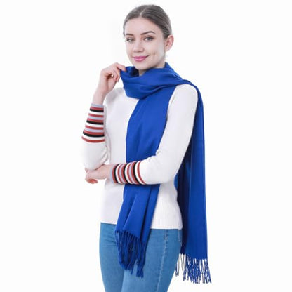 Pashmina Scarf and Shawl - Soft Women Pashminas Wrap for Wedding Evening Party dresses - color: K#. Blue