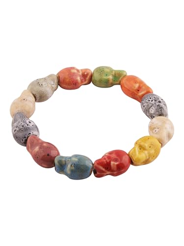 MINACHI Boho Hippie Colorful Ceramic Beads Strand Stretch Bracelet, Bohemian Summer Beach Jewelry Gift for Women - color: S07