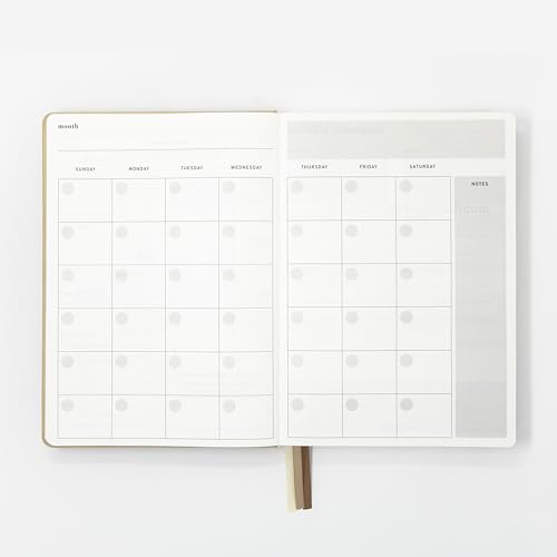 Soulwork Planner - 6 Months Undated, Guided Journal Prompts, B5 Daily Planner, To-Do Lists, 360 Pages, Leather Fabric Hardcover, 6.9” x 9.8”, Lay Flat, Productivity, Self-Care, Mindfulness (Beige) - color: Beige