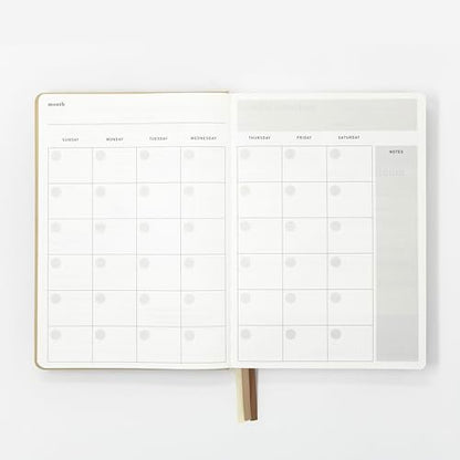 Soulwork Planner - 6 Months Undated, Guided Journal Prompts, B5 Daily Planner, To-Do Lists, 360 Pages, Leather Fabric Hardcover, 6.9” x 9.8”, Lay Flat, Productivity, Self-Care, Mindfulness (Beige) - color: Beige