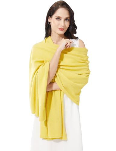 Soft Cashmere Blend Wrap Chic Scarf Stole for Women Wayfarer Travel Extra Large 87"x28" - color: Yellow