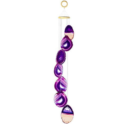 rockcloud Agate Slices Geode Wind Chime Home Garden Decoration Figurine, 28-33 inches - color: Violet