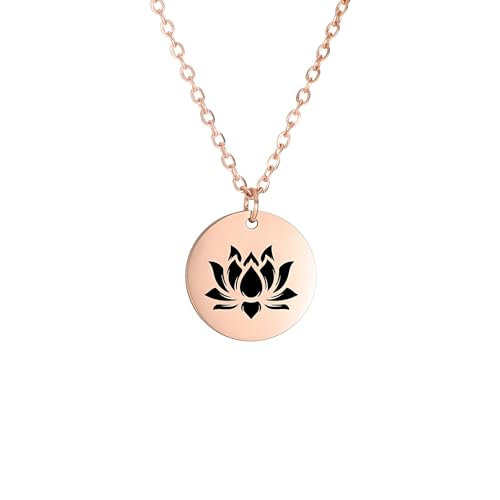 925 Sterling Silver Lotus Necklace Vintage Lotus Flower Small Charm Yoga Luna infinity Meditation Necklaces Women Hindu Spiritual Jewelry Pendant Beautiful Lotus Flower Necklace - color: Silver