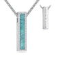 Cremation Urn Necklaces for Ashes Sterling Silver 3D Vertical Bar Memorial Pendant for Loved Ones Keepsake Cremation Jewelry Gifts for Women Men - style: Turquoise-A
