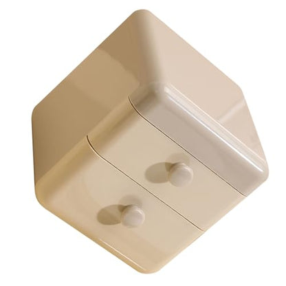 2-Drawer Desktop Organizer with Flip Lid, Plastic Storage Box for Jewelry, Stationery, Home, Dorm, Office