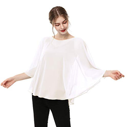 Capes for Womens Casual chiffon shawl Casual Chiffon Cape Sheer shawls and wraps Poncho Capelets Cover Up - color: Pale Champagne