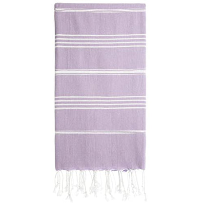 Lina Turkish Beach Towel Peshtemal (38" x 71"), Sand-Free, Large & Quick-Dry, Lightweight Pool Towels for Travel, Soft 100% Turkish Cotton & Pre-Washed, Ideal for Spa or Bath, Lilac - color: Lilac
