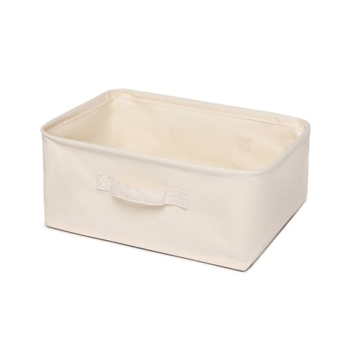 Foldable Storage Bins with Lids Cotton Canvas Rectangular Storage Box Ideal for Organization Lightweight and Durable (13.78 x 9.65 x 6.1) - size: 13.78 x 9.65 x 6.1"