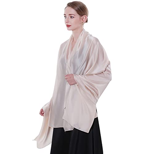 Womens Scarf Pashmina Shawls and Wraps for Evening Dresses Like Chiffon Silk Scarf for Bridal Weddings - color: Beige