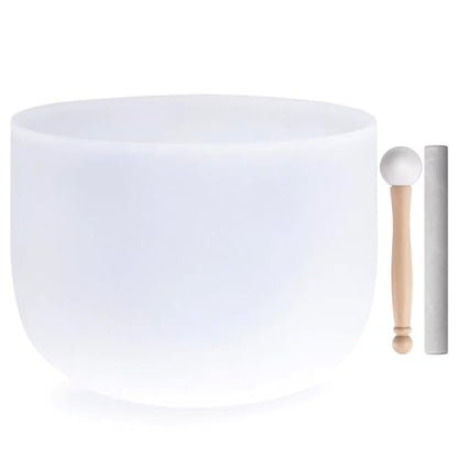 440HZ 8 Inch Frosted Quartz(F) Note Heart Chakra Frosted Quartz Crystal Singing Bowl Dispensing Free Mallet And O-ring for Sound Healing Meditation Experience The Beautiful Sounds of Nature - size: 440HZ 8-inch