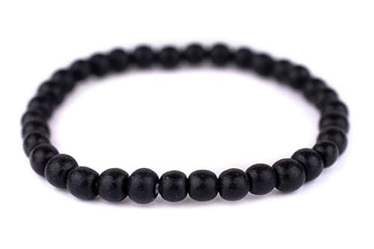 Wood Bead Bracelet - color: Black, size: Small Beads