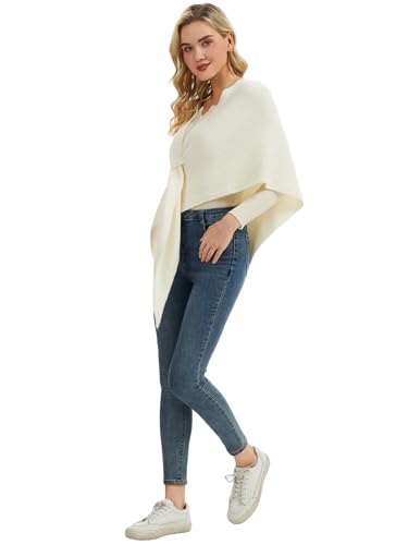 Triangle Shawl Wraps for Women Soft Knitted Pashmina Shawls Wraps for Evening Dresses - color: Cream