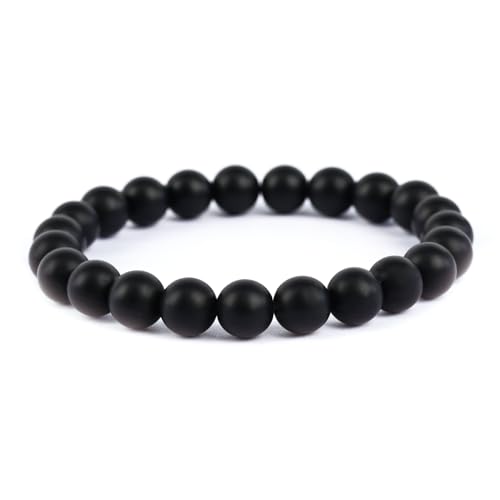 Natural Energy Healing Stone Charm Bracelet 8mm Natural Energy Healing Lava Rock Bracelet - Unisex - color: ZLY-Black scrub