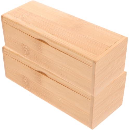 LALAFINA 2Pcs Storage Box with Lid, Wood Jewelry Trinket Organizer, Keepsake and Sundries Storage Case for Home and Crafts