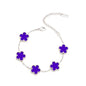 FLY FEI 18K Gold-Plated Four Leaf Clover Bracelet for Women,Adjustable lucky Bracelet Set Jewelry Gift-Hypoallergenic Charm for Birthdays, Wellness & Daily Wear - color: style02-Jewelry blue(silvery)