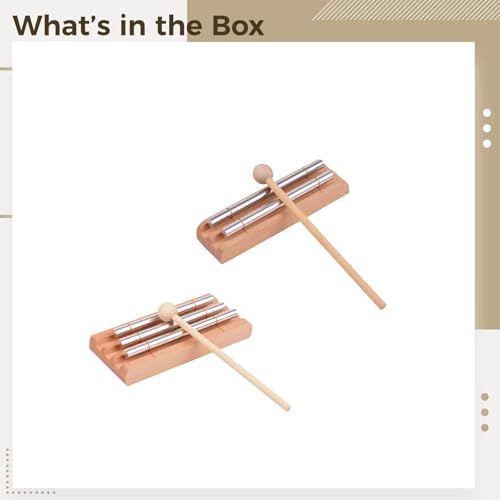 2 Pcs Sound Block Chime Set, Two-Tone & Three Tone Percussion Instrument, Metal Tubes & Wood Base, Mindfulness