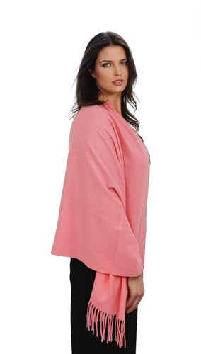 Ocomfly 100% Pashmina Scarf for Women - Premium Womens Scarves - Gift Boxed - Shawls or Wraps - Ultra Soft and Warm - color: Peach Pink