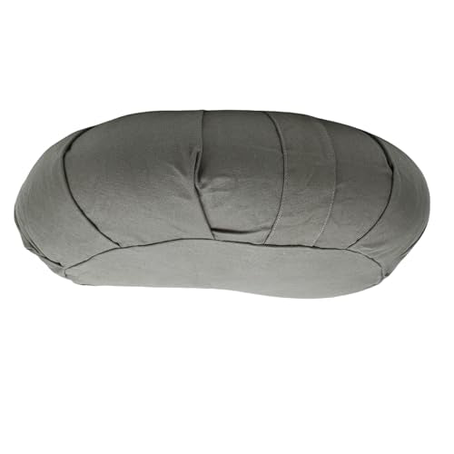 Yinhing Half Moon Meditation Cushion Filled with Buckwheat Hulls Premium Soft Cotton Cover Ergonomically Designed Meditation Pillow Comfortable Support for Mindfulness Practice - color: Gray