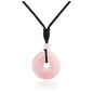 Jovivi 30mm Circle Donut Healing Crystals Necklace Natural Semi-Precious Chakra Gemstone Stone Amulet Lucky Coin Donuts Charm Protection Quartz Reiki Pendant Necklace for Men Women Adjustable Rope - color: Rose Quartz Crystal