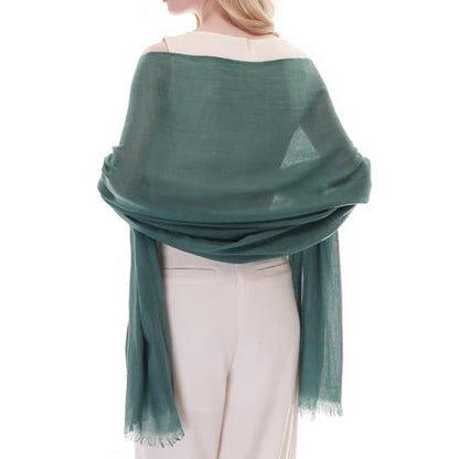 RIIQIICHY Scarf for Women Lightweight Solid Color Long Fashion Gauze Scarves Shawl Wrap - color: Dark Green