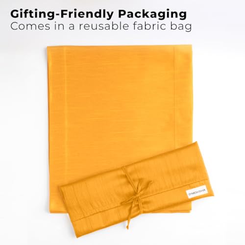 Luxe Shine™ by D'Moksha Yellow Table Runner 72 Inches Long, Elegant Silk Table Runner, Machine Washable, 14 x 72 Inch for Dresser, Dining- Summer, Father's Day - color: Yellow, size: 14 X 72 Inch