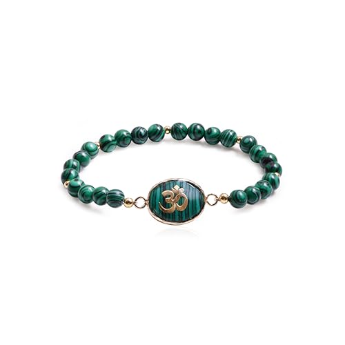 Da Piao Liang Malachite Om Yoga Bracelet - Green Beaded Meditation Jewelry For Women, Elastic Spiritual Gemstone Bracelet