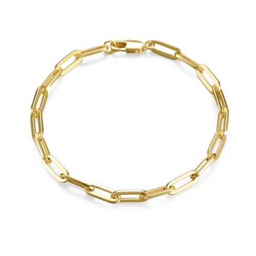 Bracelet for Women 14K Gold Plated Dainty Chain Simple Jewelry - style: Paperclip Chain