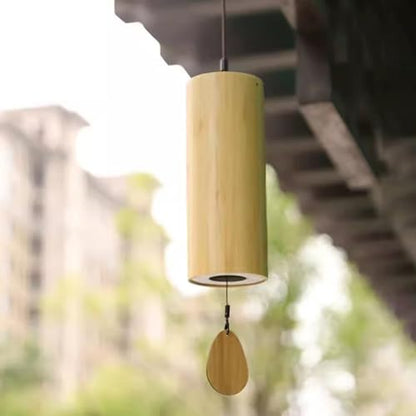 OLizee® Natural Bamboo Healing Wind Chime Decorative Meditation Chime Melodious Yoga Wind Chime Hand-Cranked Chord Wind Bell Zen Wind Chime for Home Decor Rain, Yellow