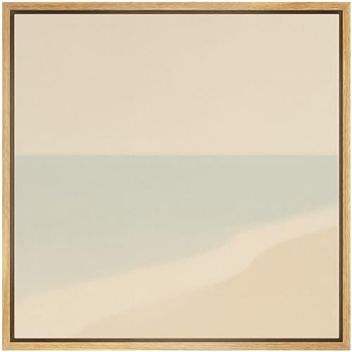SIGNWIN Framed Canvas Print Wall Art Minimalist Coastal Horizon Soft Neutral Beach Landscape Illustrations Fine Art Farmhouse/Country for Living Room, Bedroom, Office - 16"x16" Natural - color: Bs18-2507-sar01, size: 16L" x 16W"