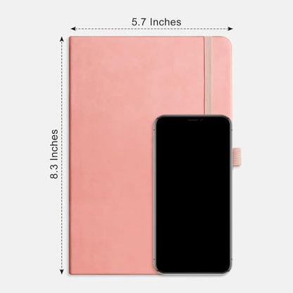 RETTACY Dotted Journal Notebook, 192 Pages, A5 Medium Size (5.7'' x 8.3''), Leather Hardcover, 100 GSM Thick Paper, for Journaling, Planning, Tracking (Pink) - color: Pink, style: Dotted