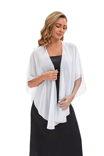 Baoqiya Chiffon Shawl Evening Scarf Shawls and Wraps for Women Wedding Party Bridal Scarves Cover Ups - color: Ivory