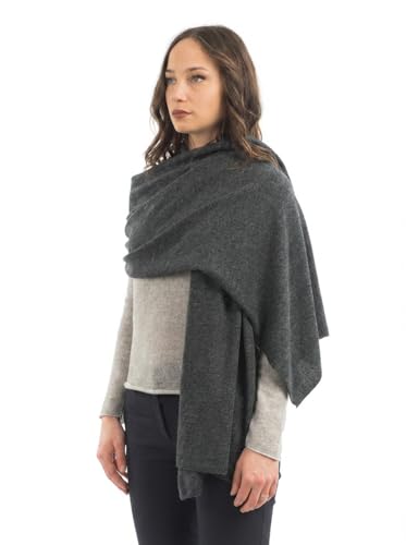 Dalle Piane Cashmere Womens Wool Cashmere Blend Stole Soft Italian Shawl Wrap for Wedding Evening Gift Made in Italy - color: Anthracite
