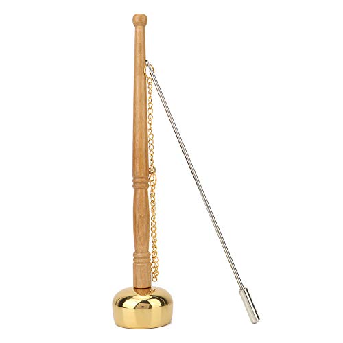 Brass Hand Bell, Buddhist Supplies Wooden Handle Singing Scripture Implement With Classic Design for Collection or Gifts